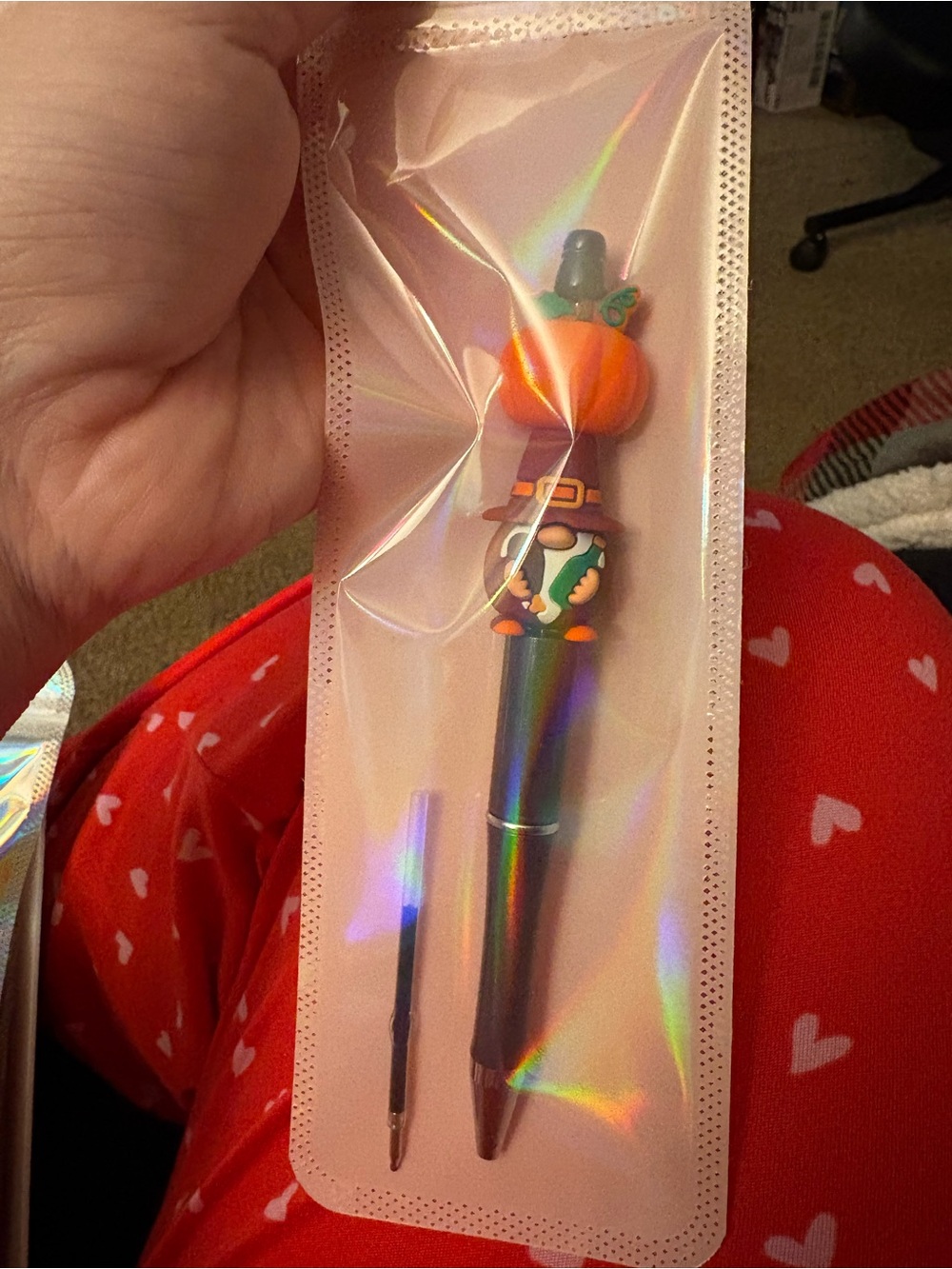Halloween Pumpkin Gnome Ballpoint Pen - Black